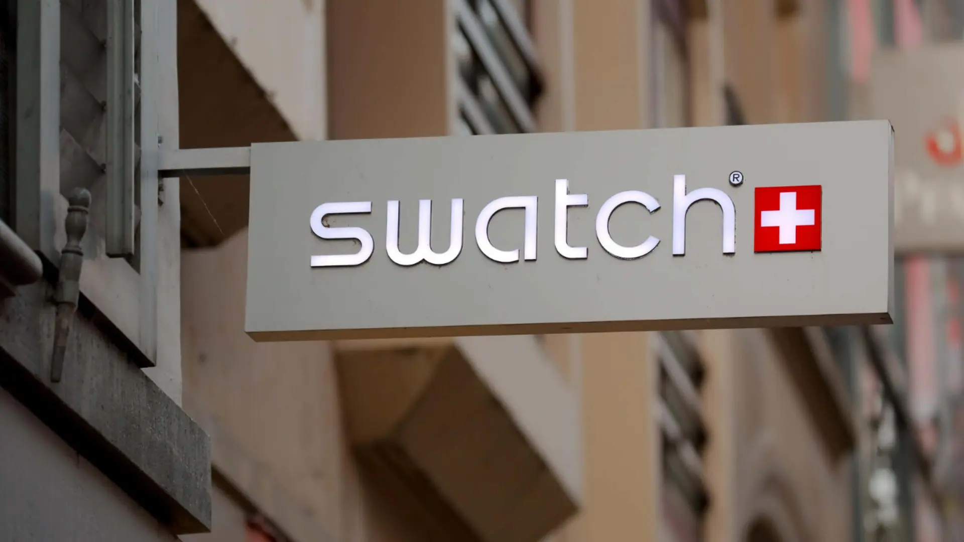 Swatch store sign with logo